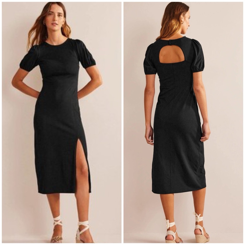 Boden Keyhole Back Detail Short Sleeve Stretch Modal Midi Dress Plus Size 20-22R
